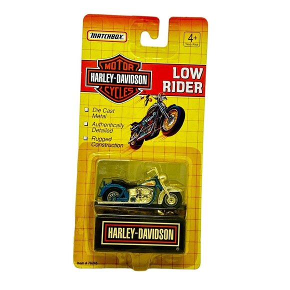 NWB 1992 Matchbox Harley Davidson Low Rider Motorcycle Die Cast Metal Blue 76245 - Picture 10 of 10